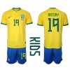 Brasilien Antony #19 Hemmaställ Barn VM 2022 Korta ärmar (+ Korta byxor)